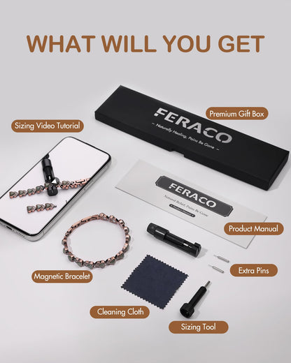 Feraco Pure Copper Bracelets for Women, Ultra Strength Magnetic Bracelet with 3800 Gauss Magnets & Natural Aventurine, Adjustable Jewelry