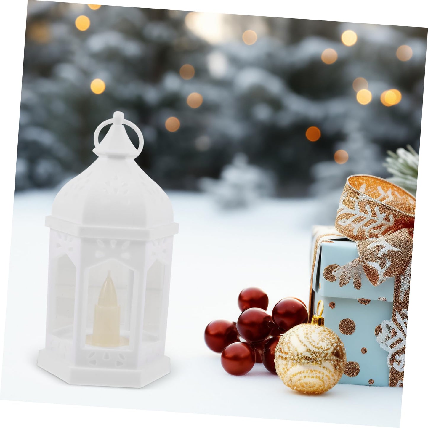 CORHAD 1pc Elegant Christmas Iron Lantern Candlestick for Home Decor Reusable Candle Holder for Table Centerpieces for Weddings and Holiday Events
