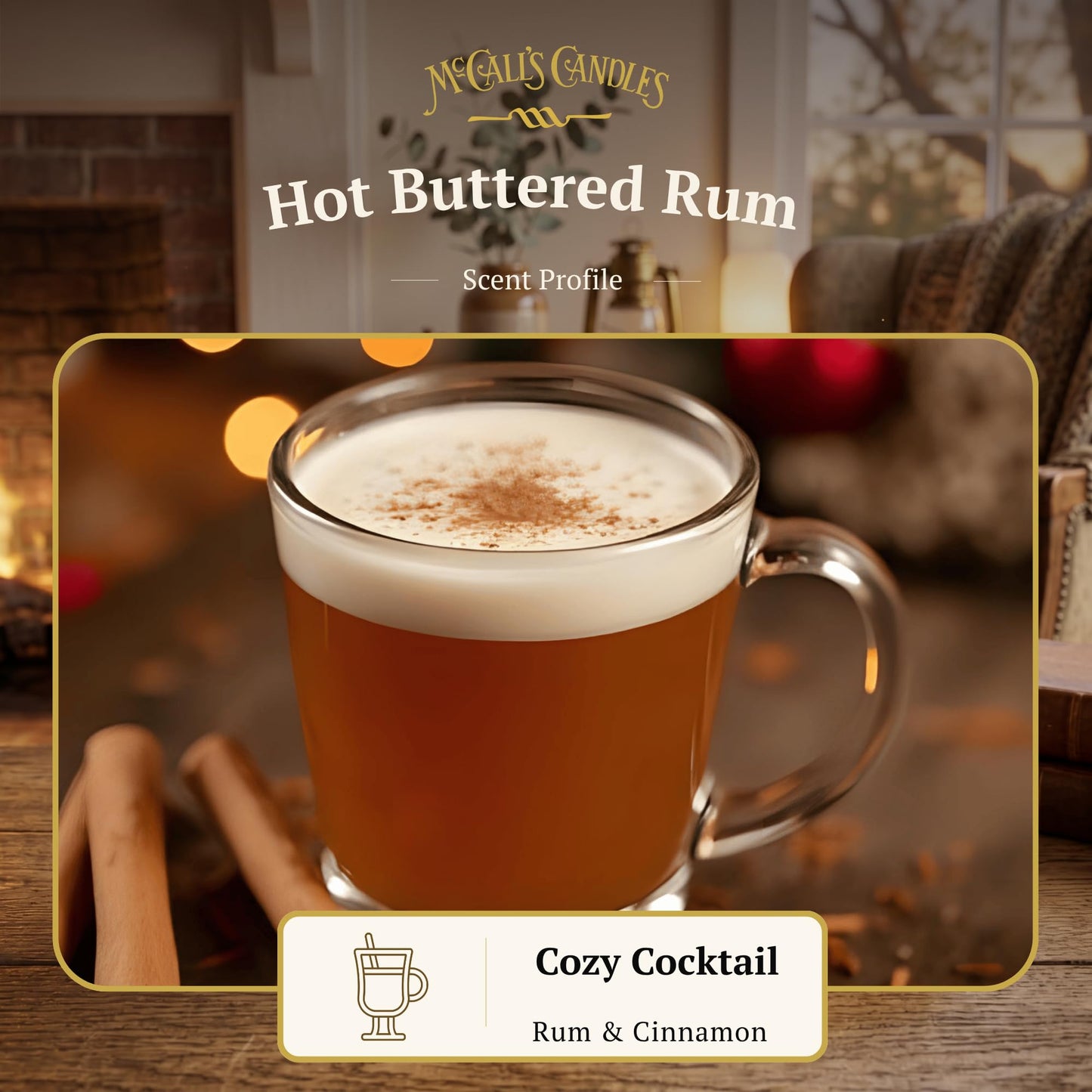 McCall’s Candles | Hot Buttered Rum | 26 oz Scented Candle | USA-Poured | Vintage Rustic Jar with Carrying Handle | Warm Buttery Spiced Rum Fragrance