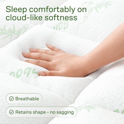 Niagara Sleep Solution Ultra Soft Mattress Topper - Bamboo Pillow Top for Back Pain Relief | Queen Size, Naturally Cooling, Fits 6-18" Mattresses, 600GSM