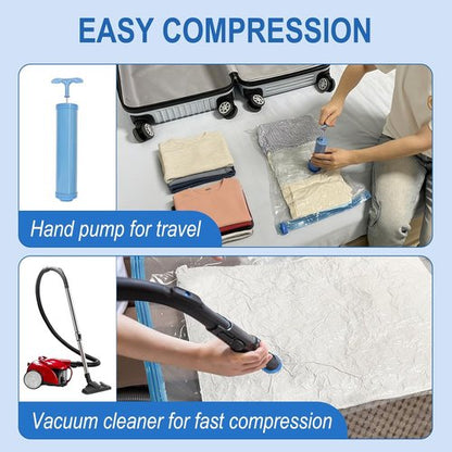 Fygrip Vacuum Storage Bags - Space-Saving Seal Bags with Hand Pump for Clothing & Blankets | 20 Combo Set