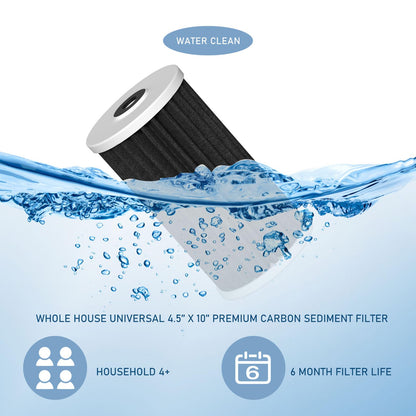 4.5"x10" 5 Micron Carbon Sediment Water Filter Replacement Cartridge Compatible with AO Smith, Whirlpool, Omni, Culligan Whole House Filtration Systems - AO-WH-PREL-RCP, 2 Pack