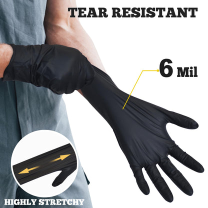 TitanFlex Disposable Nitrile Exam Gloves, 6-mil, Black, XL 100-ct Box, Heavy Duty, for Cooking, Mechanics, Latex Free, Food Safe Rubber for Food Prep