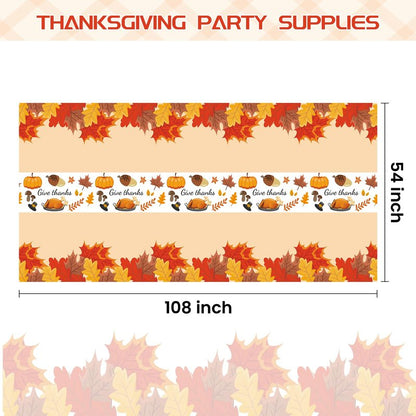Childom 152Pcs Thanksgiving Plates and Cups,Disposable Thanks Giving Dinnerware Set,Thanksgiving Decorations,Thanks Giving Party Supplies,Give Thanks Tablecloth Plates Cups Forks Knives Spoon,Serve 30