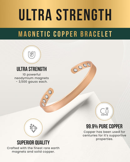 MagnetRX® Magnetic Copper Bracelet Cuff – Elegant Pure Copper Bangle – Unisex Magnetic Bracelets for Men & Women (Small)