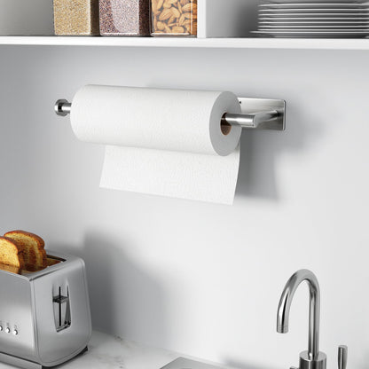 Paper Towel Holder - Self-Adhesive or Drilling, Gold, Wall Mounted, SUS304 Stainless Steel Kitchen Roll Dispenser Under Cabinet