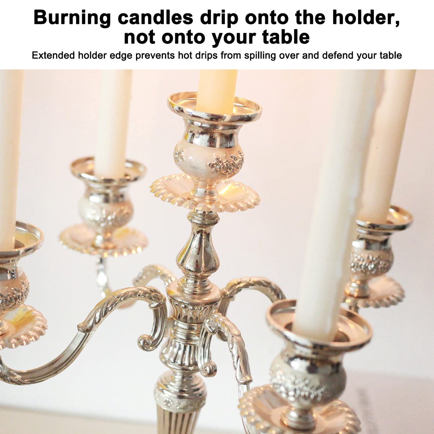 5 Arms Candelabra Scratch Resistant Rustproof Vintage Tall Candelabra for Weddings Parties
