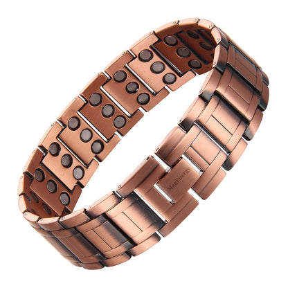 MagEnergy Copper Bracelet for Men, 3-Row Magnet Design, Ultra Strength Magnetic Bracelet 99.99% Pure Copper Wristband Adjustable Jewelry Gift with Sizing Tool