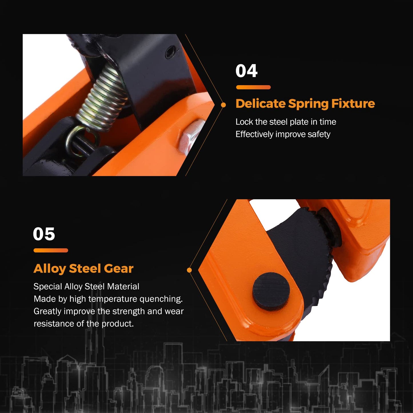 BEAMNOVA 2 Ton 4400 lbs Vertical Plate Lifting Clamp Sheet Metal Lifting Clamp Metal Steel Plate Lifting Clamps Lifters Heavy Duty Orange