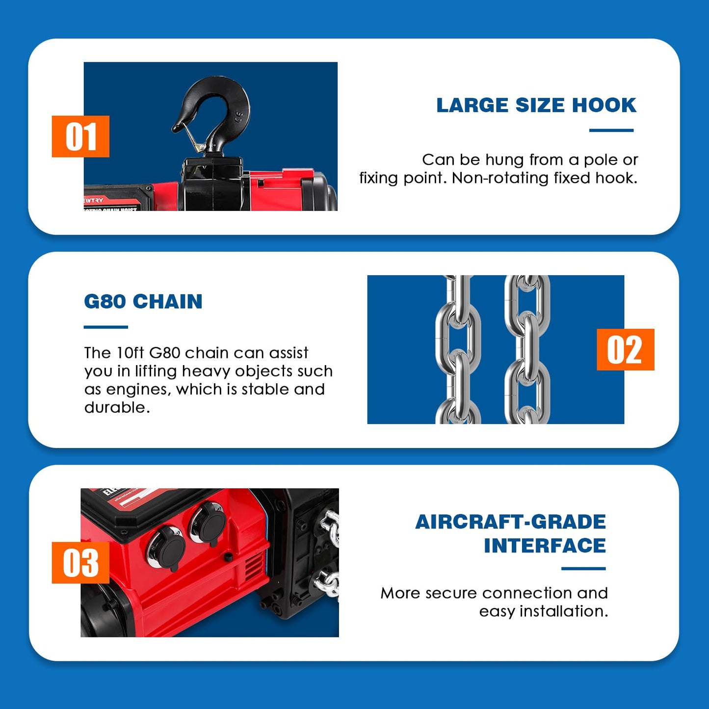 NEWTRY 2-Speed Electric Chain Hoist 2200lb, Pendant & Remote Control, 13ft/min & 22.3ft/min Brushless Overhead Crane Lift, G80 10ft Lifting Height Power Electric Hoists 110V