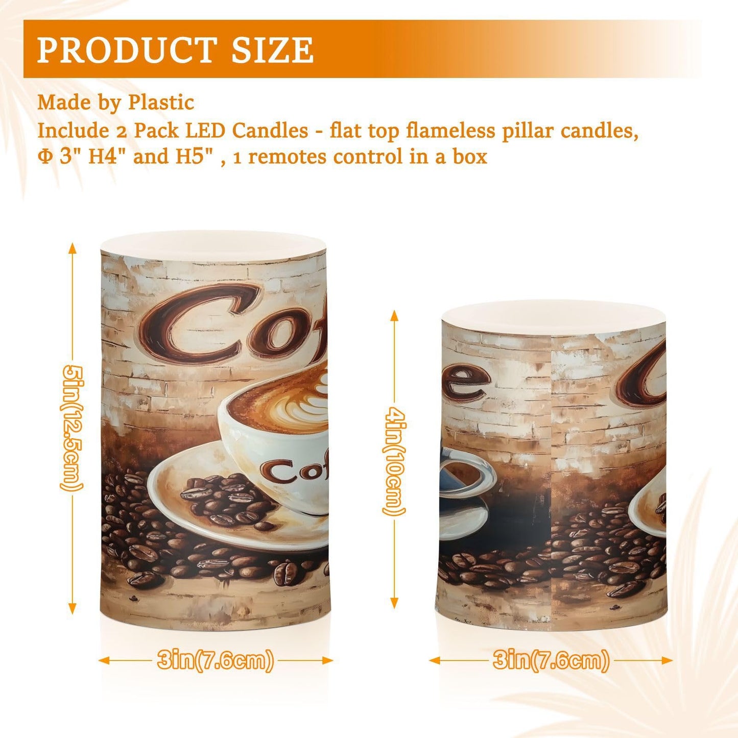ALAZA Flickering Flameless Candles A Coffee Cup Battery Operated Candles with Remote Timer LED Pillar Votive Candles Set of 2 for Holiday Decor