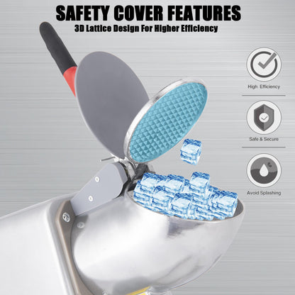 Electric Ice Shaver 4 Blades Ice Crusher Shaver 209lbs/hr Stainless Steel Ice Shaver Machine 300W Ice Crushers for Home Use 2200 RPM Ice Shaving Machine Commercial and Domestic Silver (FYZ-278-2)
