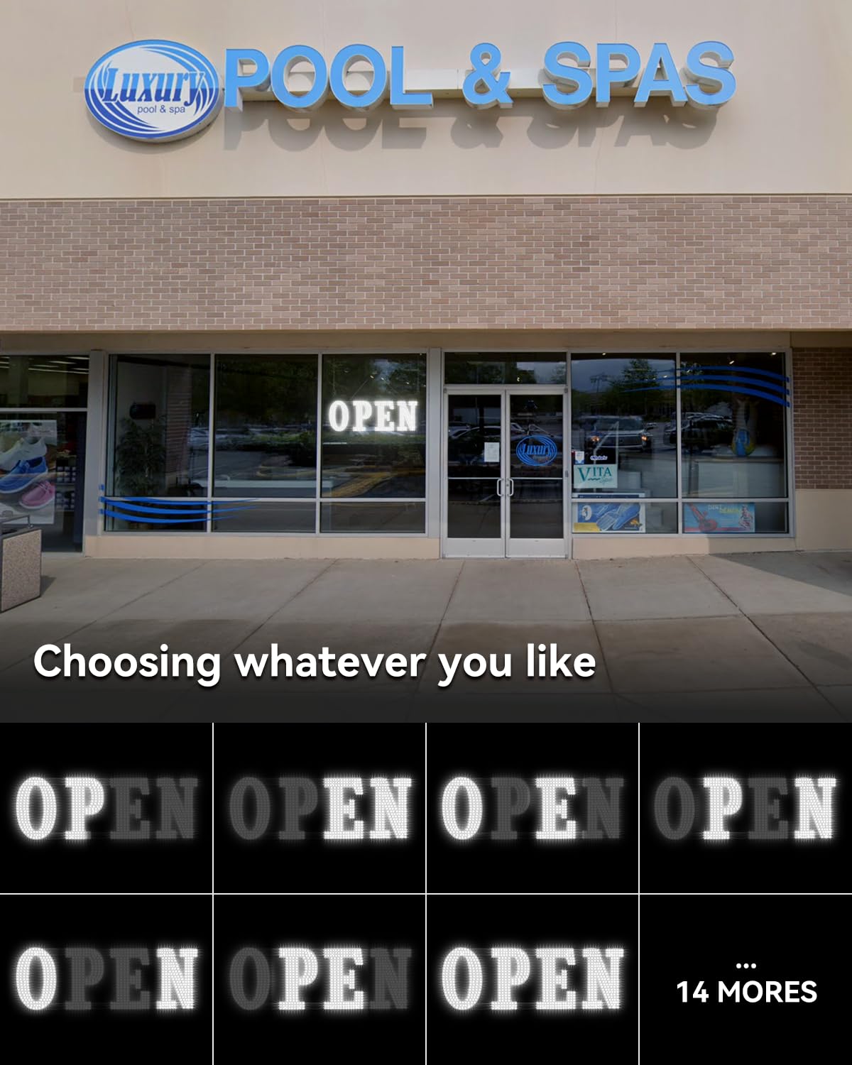 Open Sign for Business, 40"x14" Jumbo Open Sign with Timer and Remote Control, Dynamic Light Modes Led Signs for Storefront Window Bar Salon Cafes Retail Shops White