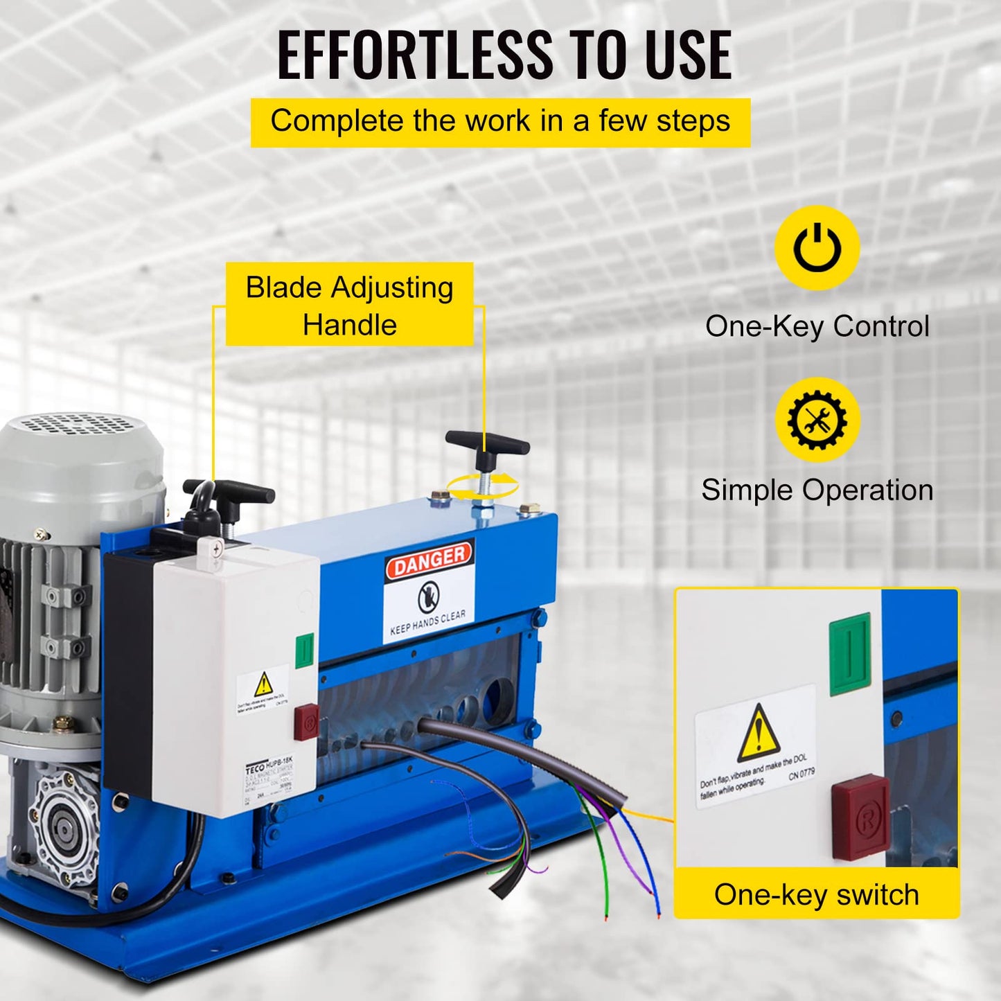 VEVOR Portable Wire Stripper, 0.06-1.5 in, Electric Wire Stripping Machine with 11 Channels, 10 Blades, Wire Stripping Machine, Speeds Up to 75 ft/min, Adjustable Screw, for Efficient Copper Recycling