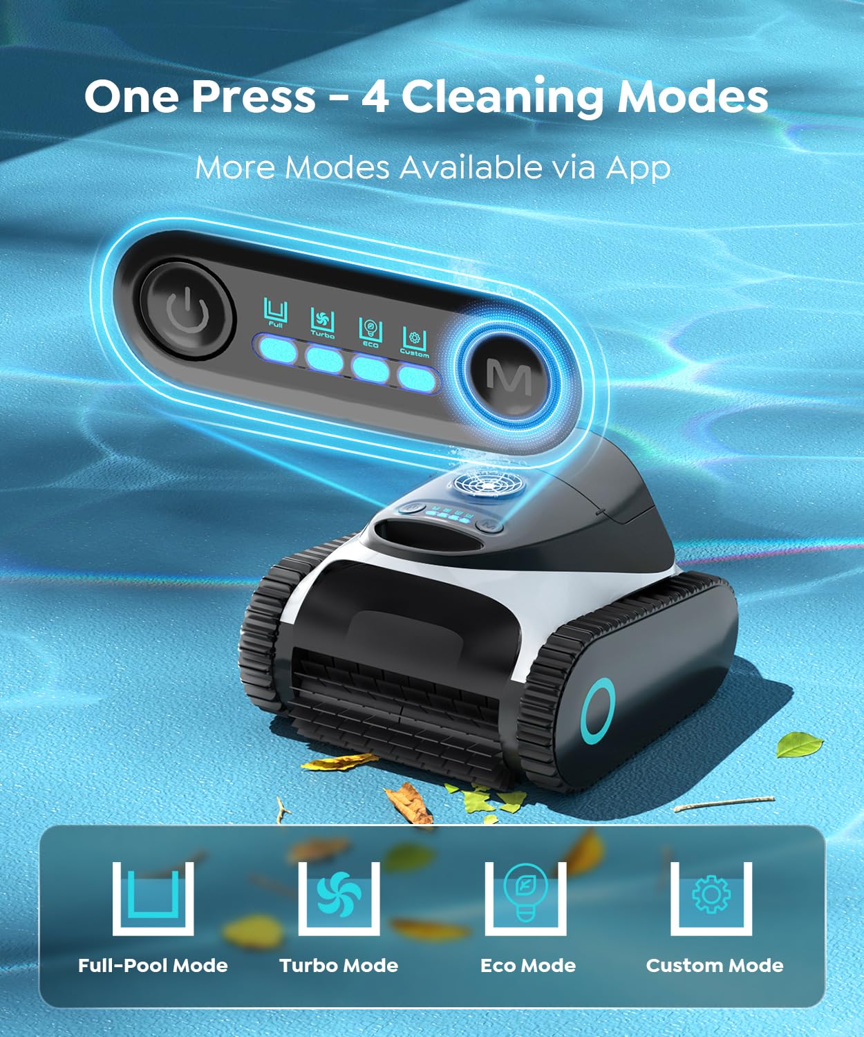 C1 Robotic Pool Cleaner with 180 Mins, Pool Vacuum for Inground Ground Pools up to 1615 sq.ft, Smart Routing, Wall Climbing, Dual Filtration, with APP, Multi-Mode Cleaning (Pearl White)