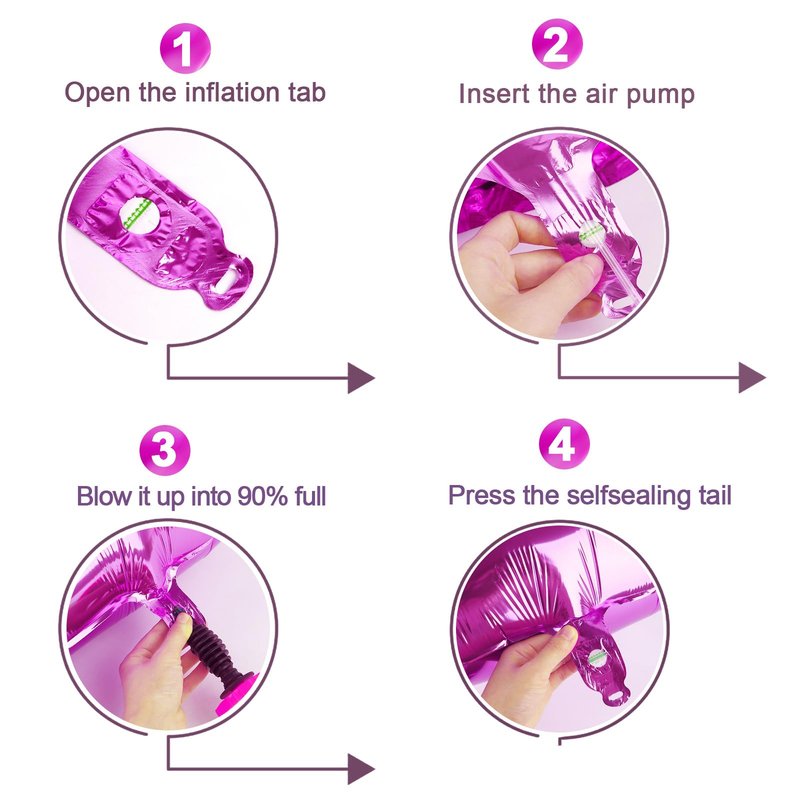 Rosy Purple 4 Balloon, Number Balloons 40 Inch, 4th Birthday Decorations for Girls Four Large Numbers for Party Decor, Number 4 Balloon