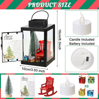 Roowest Memorial Lantern - Christmas In Heaven Decor with LED Candle & Mini Tree | 13-Piece Set