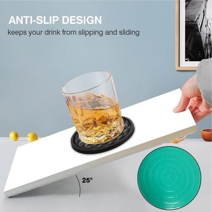 YUGUARD Silicone Coasters [6 Pack] with Holders Drink Coasters, Table Cup Mat, for Hot or Cold Drinks Thickened, Non-Slip, Non-Stick, Deep Tray Black
