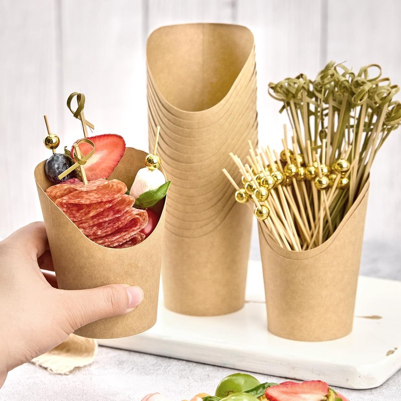 ZORRITA Small Charcuterie Cups with Sticks, 8 oz, 50 Sets