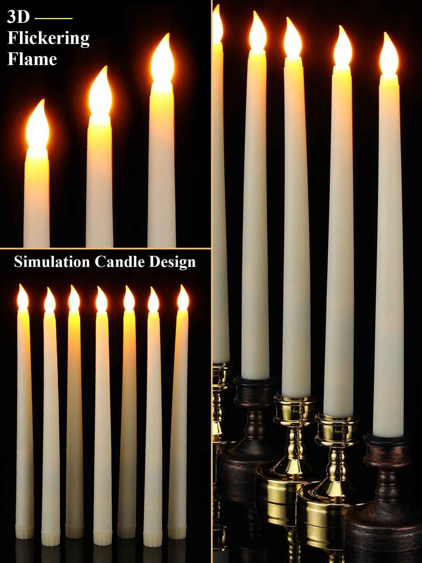Retisee 80 Pcs 11 Inch Flameless Taper Candles LED Candles Bulk Battery Operated Taper Candle Flickering LED Candlesticks for Valentines Birthday Wedding Party Decor (Classic Style,Ivory)