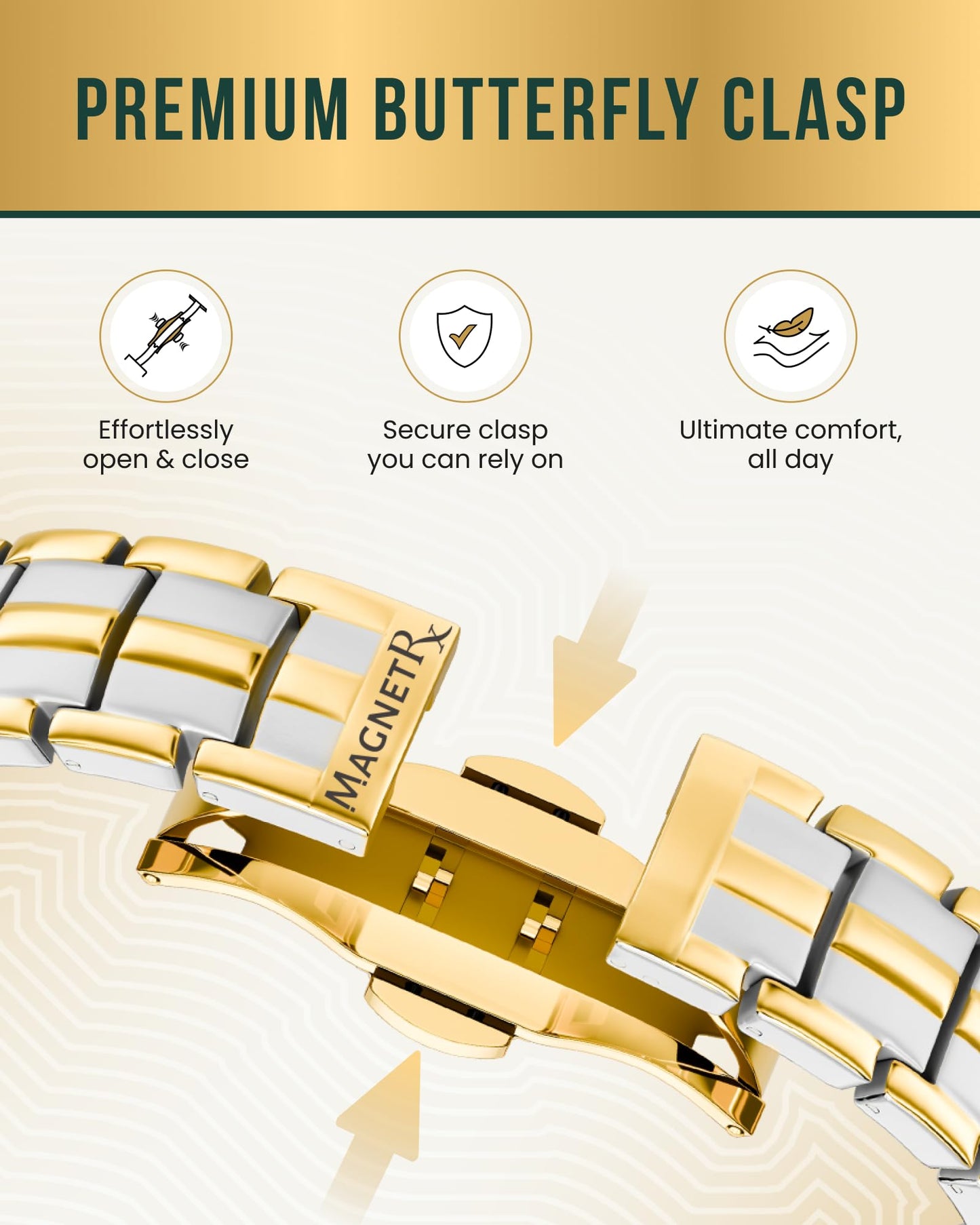 MagnetRX® Magnetic Bracelets for Men - EllipseMAX 5X Strength 5,000 Gauss Magnets - Designed in USA & Patent Pending - Premium Titanium Mens Magnetic Bracelet & Adjustable Length (Silver/Gold)