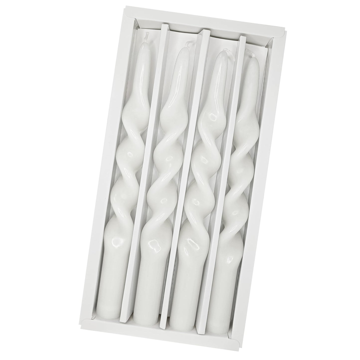 Spiral Taper Candle White Twisted Candlesticks 4 PCS Long Candle Sticks Unscented Tapered Candles for Home Décor Weddings Festive Seasons Holiday