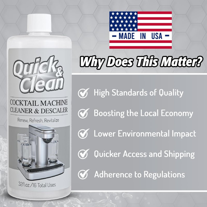 Quick & Clean Cocktail Machine Cleaner & Descaler - Made in the USA - Cleaner & Descaler for At-Home Cocktail Machines - Removes Mineral & Limescale Buildup