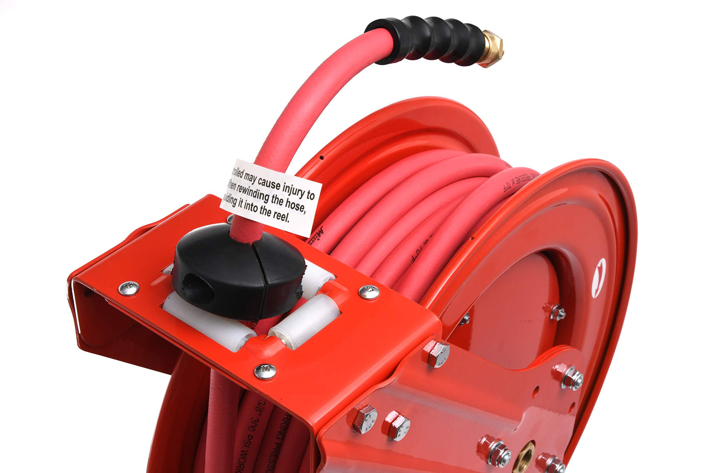 MILTON Industrial Hose Reel 2790-50D, Auto Retractable, Chemical Resistant, Prevent Cracking, Flexible in Extreme Conditions,1/2” Hose ID, 50 Foot Rubber Hose, 300 PSI Max Pressure,1/2" Male NPT, Red