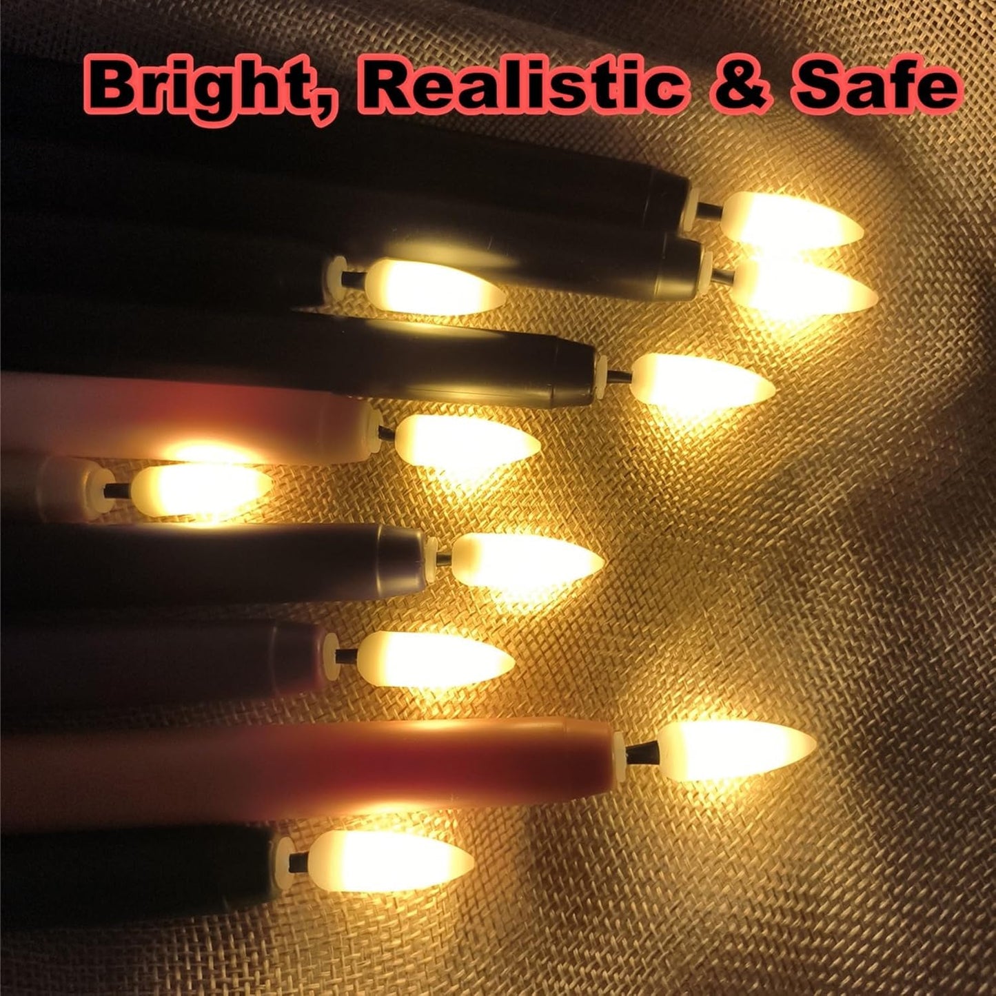 Ni-JASW Black Flameless Taper Candles with Remote, Flickering LED Candlesticks Battery Operated Set of 4