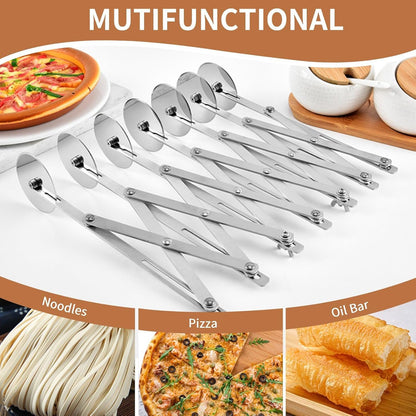 Food Grade Stainless Steel Pizza Cutter Multi-Wheel Dough Divider Pastry Knife Baking Cutter (7, Wheel)