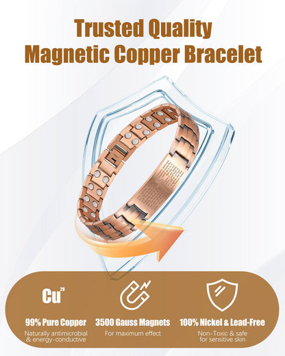 Jeracol Copper Cross Bracelet for Men, Ultra Strength Magnetic Bracelets for Men - Adjustable Copper Jewelry with Sizing Tool & Gift Box