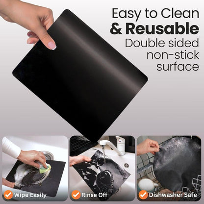 Buself Toaster Oven Liner – Compatible with Breville, Cuisinart, Black & Decker, Dash, and More – Nonstick Heat Resistant Reusable Air Fryer Liners, PFOA & BPA Free, 9x11", 2 Pack, Black