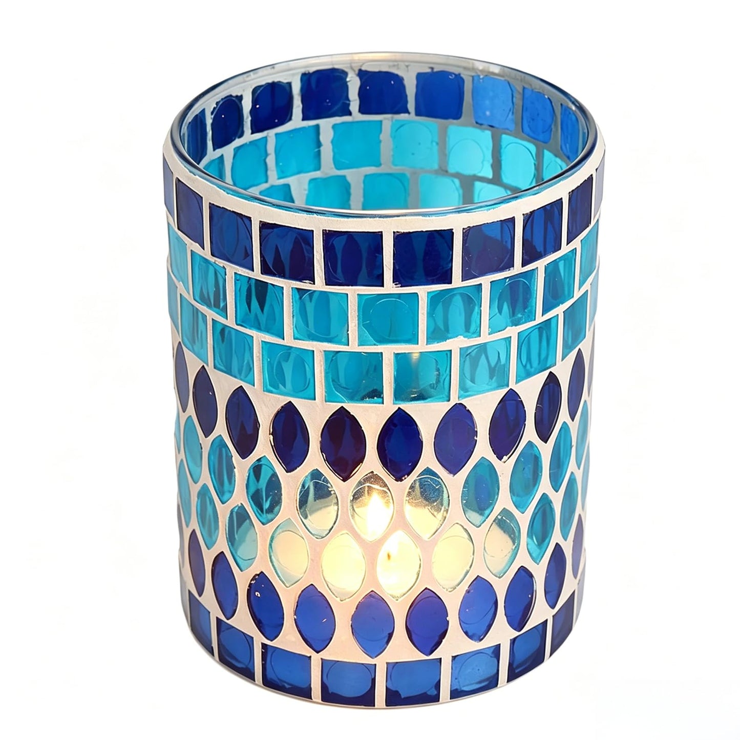 Glass Votive Candle Holder for Tealight, Mosaic Glass Tealight Candle Holder, Handmade Romantic Aromatherapy Candle Lamp Candle Jar Cup for Wedding Centerpiece Party Table Decorations