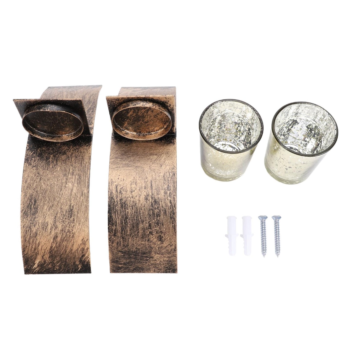 AMONIDA Rustic Wall Candle Holder, Vintage Bronze Iron Wall Mounted Tealight Sconce, Candle Sconce with Transparent Glass Cup, Ideal for Bedroom, Bathroom, Entryway, Hallway &
