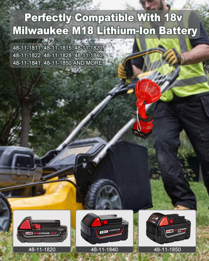 Taingwei Portable Clip on Fan for Milwaukee M18 Battery,18V Battery Powered Stroller Fan with 3 Energy Efficient Speed Settings for Bedroom,Outdoor,Camping and Job Site(Tool Only)
