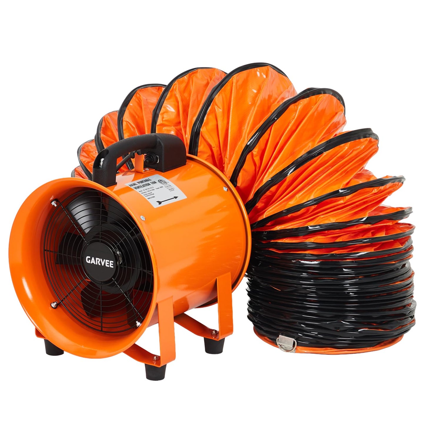 10 Inch Utility Blower Exhaust Fan, Portable Industrial Exhaust Fan with 16.4 ft Flexible Duct Hose, 2000 CFM Low-Noise Air Mover Blower Fan/Extractor/Ventilator for Basements, Workshops, Warehouses