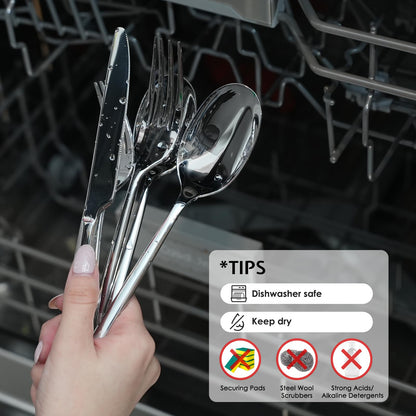 KINGSTONE Silverware Set, 20-Piece Forged Novelty Flatware Cutlery Utensil Set Premium Stainless Steel, Service for 4, for Kitchen, Home, Wedding, Party, Mirror Polished and Dishwasher Safe