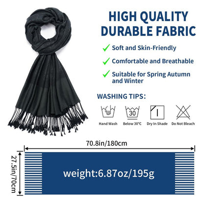 QIUTIMIY Paisley Pashmina Shawl Wrap Women Reversible Vintage Jacquard Pashmina Rave Scarf with Fringe for Evening, Wedding(Flower3-Black)