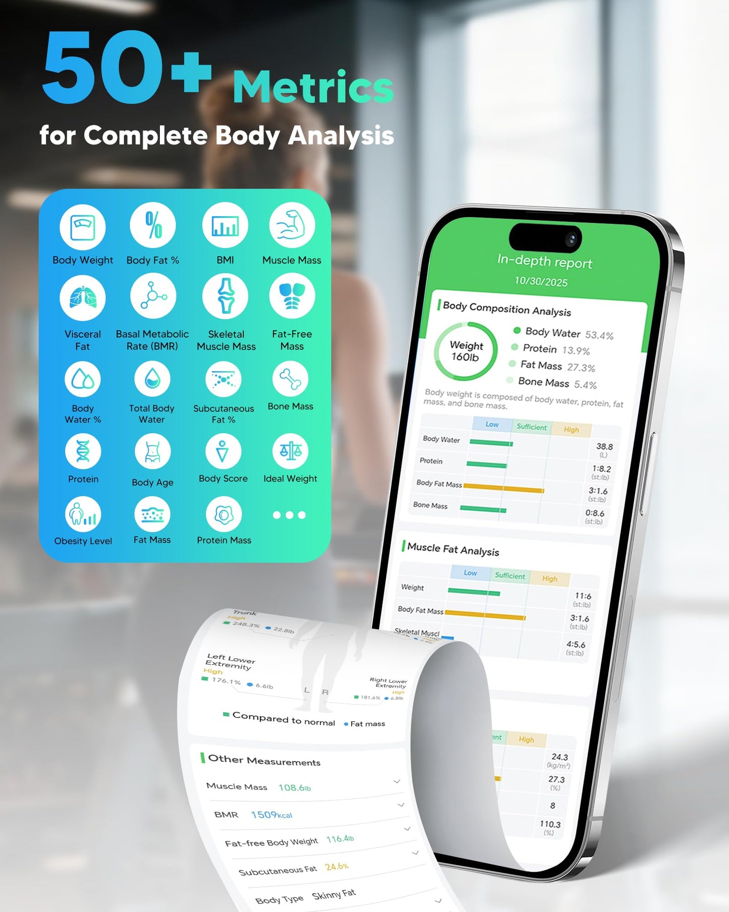 Arboleaf Smart Scale for Body Weight, 8-Electrode Dual-Frequency BIA Digital Bathroom Scale, 7-in-1 Display for BMI, Body Fat & Muscle Mass, 50+ Metrics in App, Body Composition Analyzer