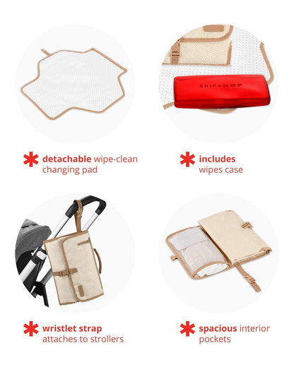 Skip Hop Portable Baby Changing Pad - Pronto Design in Beige Swirl Dot for On-the-Go Convenience