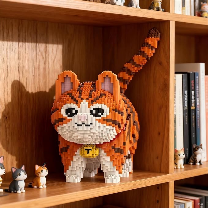 Orange Cat Micro Mini Building Block Sets for Adults No Compatible with Lego 6470PCS Pet Building Toys for Home &amp Office Decor MOC 3D Creative Model Gifts for Christmas