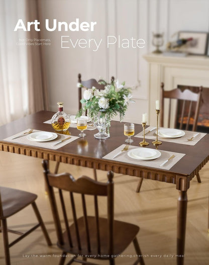 Leetaltree Beige Placemats Set of 8 - Heat Resistant Non-Slip Place mats for Dining Table, Washable Durable PVC Vinyl Woven Table Mats（Beige, 8）