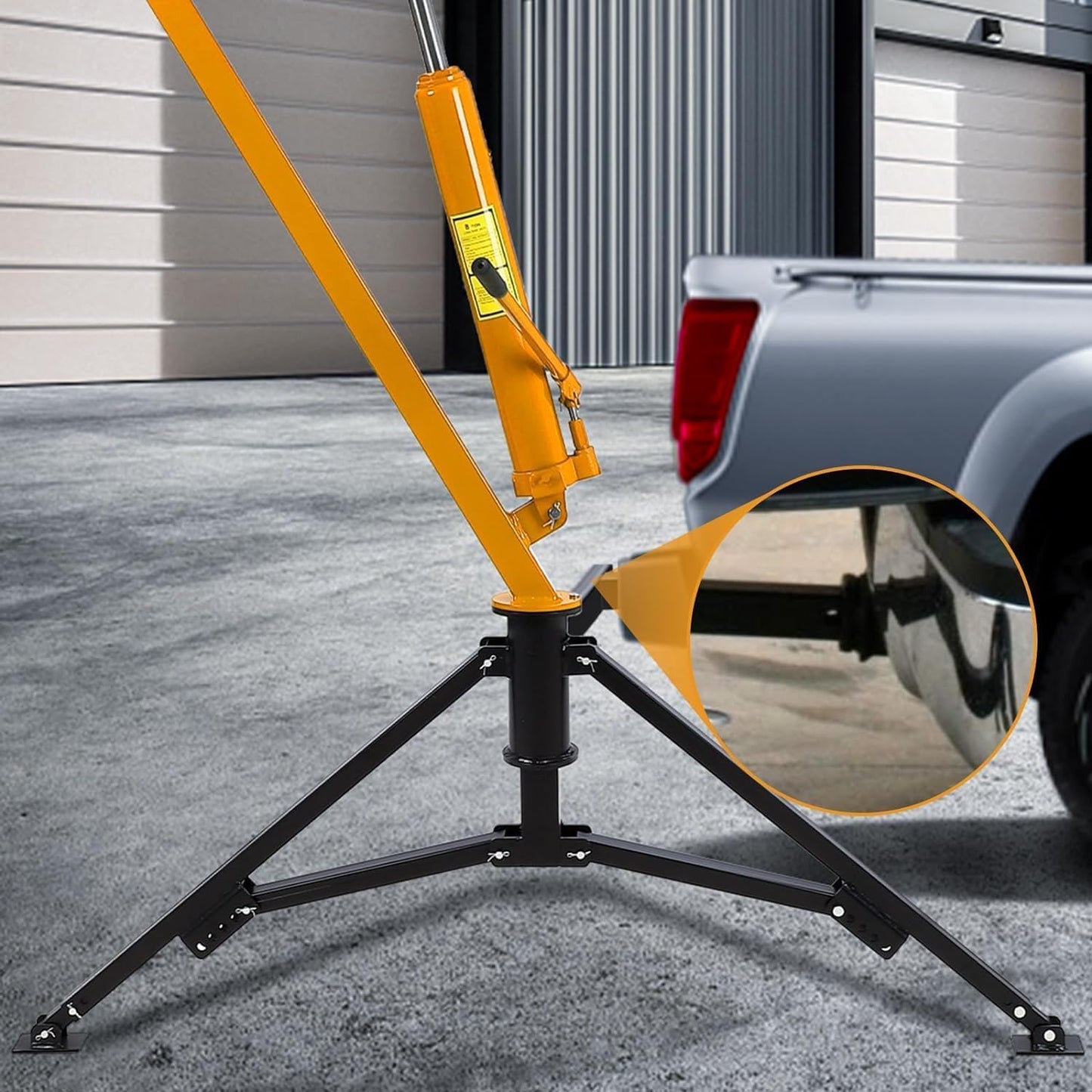 EliteEdge 1000 LBS Hydraulic Pickup Truck Crane, 360° Swivel Hitch Mounted Hoist with 3 Adjustable Booms, Truck Bed Crane for Lifting Engine, Deer, or Construction Goods