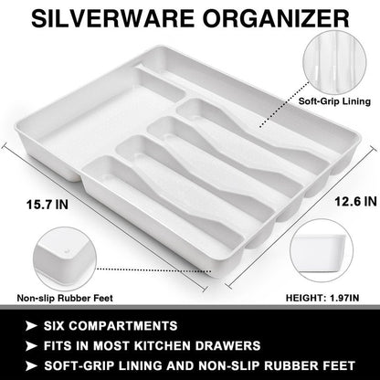49-Piece Hammered Silverware Set with Organizer, Food-Grade Stainless Steel Flatware for 8, Cutlery Utensil Sets with Steak Knives, Rust-proof, Mirror Polished, Dishwasher Safe, Wave Hammered