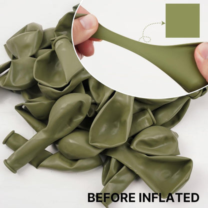 PartyWoo Sage Green Balloons 100pcs Different Sizes of 18 12 10 5 Inch Olive Boho Green Latex Balloon Arch Kit for Wedding Birthday Dinosaur Jungle Golf Football Theme Party Decorations Green-F11