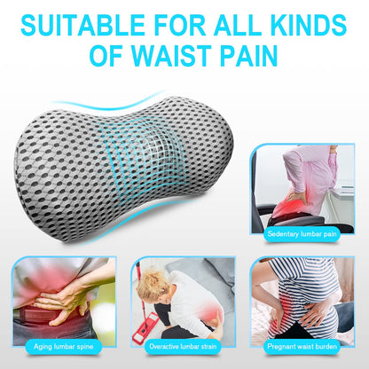 Lumbar Support Pillow - Memory Foam for Low Back Pain Relief, Ergonomic Streamline Car Seat, Office Chair, Recliner and Bed (Upgrade Gray)