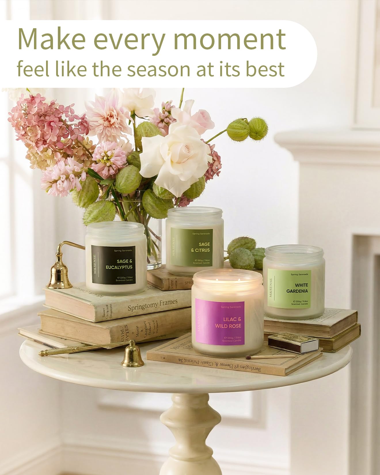 M&SENSE Coconut Scented Candle, 11.6oz Natural Organic Soy Wax, 70-Hour Long Lasting Burning, Clean Burn Non Toxic Tropical Candle for Home, Fruit Scent 2-Wick Housewarming Gift for Family Friends