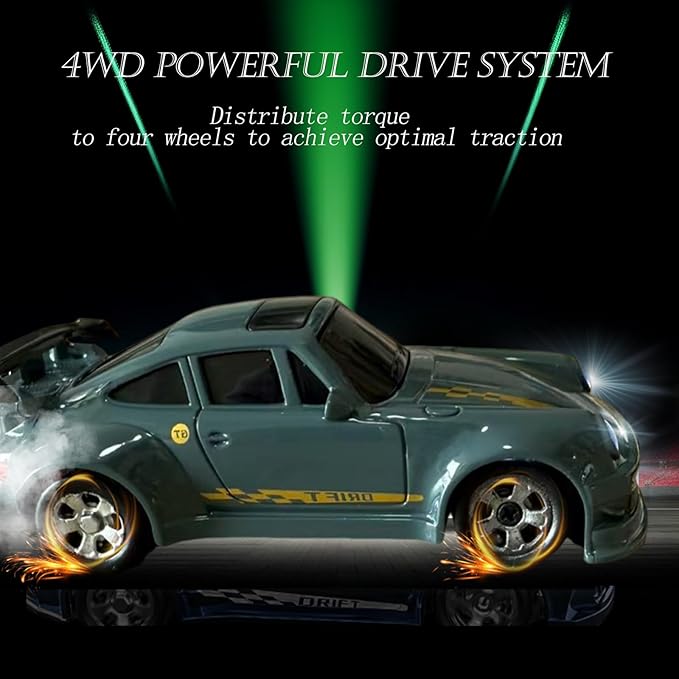 Mini RC Drift Car 1/64 RC Remote Control Car High Speed 2.4GHz Full Proportional RTR Micro Sports Racing Drift 4WD HobbyFast Race Vehicle with Lights Model Toys Gift for Kids Boys Adults