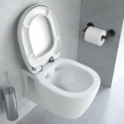 JunSun Matte Black Toilet Paper Holder - Wall-Mounted Pivoting Design for Large Mega Rolls