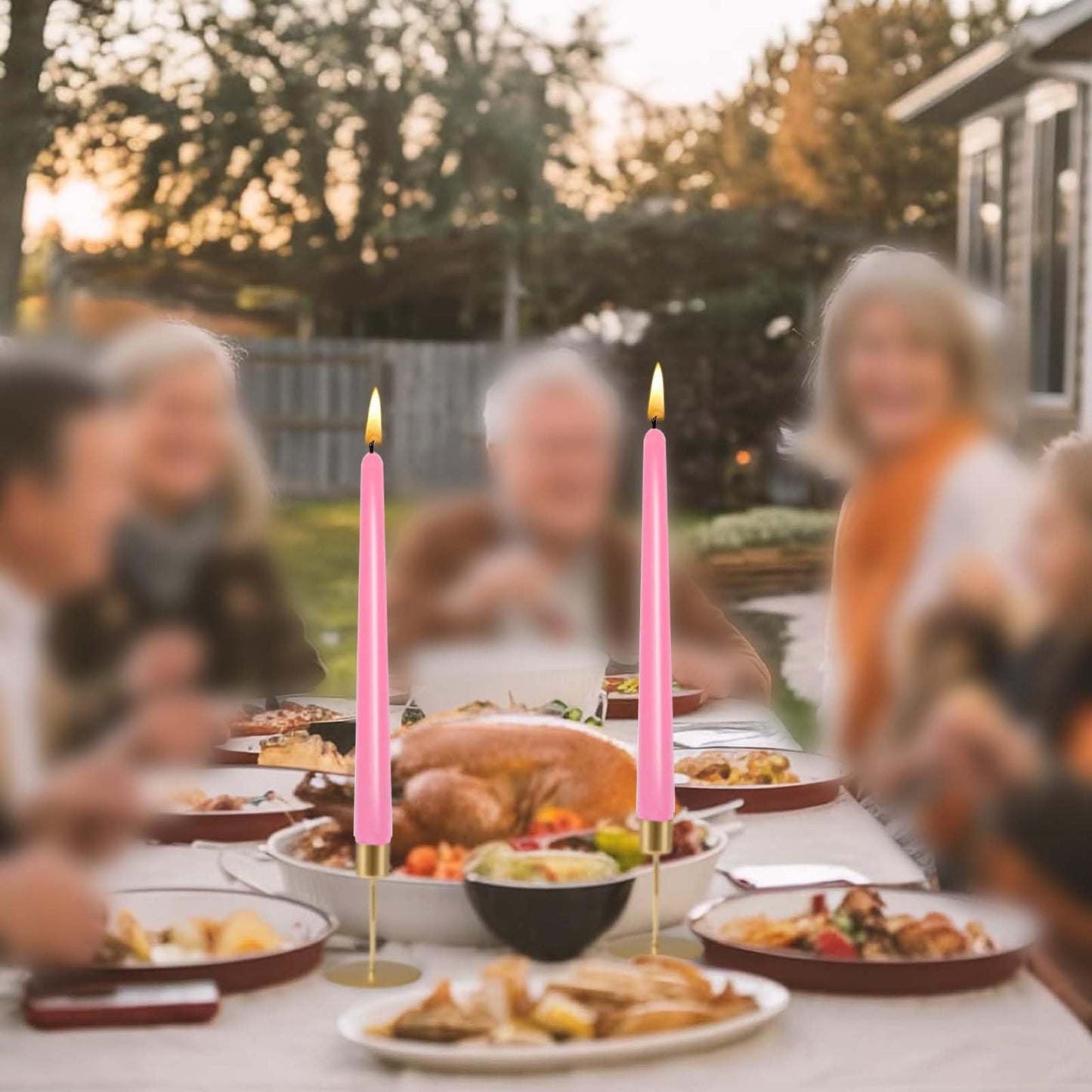 10 inch Gradient Taper Candles,Set of 4 Tapered Candle, Tall Candlesticks,Conical Stick Candles,Smokeless,Home Dinner, Party, Wedding, Halloween, Christmas (Pink, 10inch)
